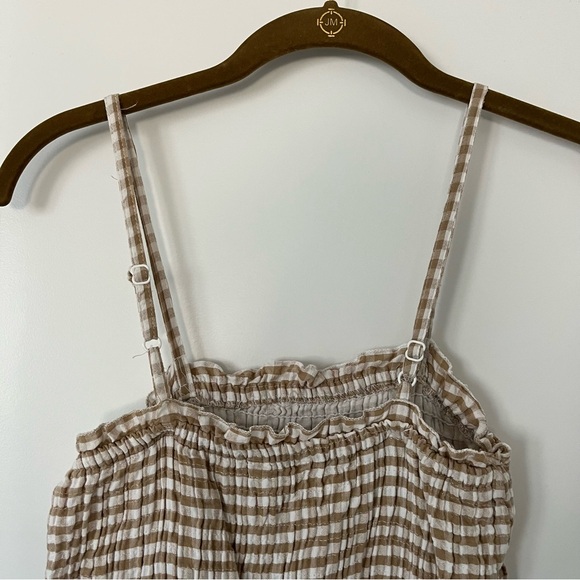 Sim & Sam Gingham Tan and White Dress Spaghetti Strap - XS - Picture 4 of 6